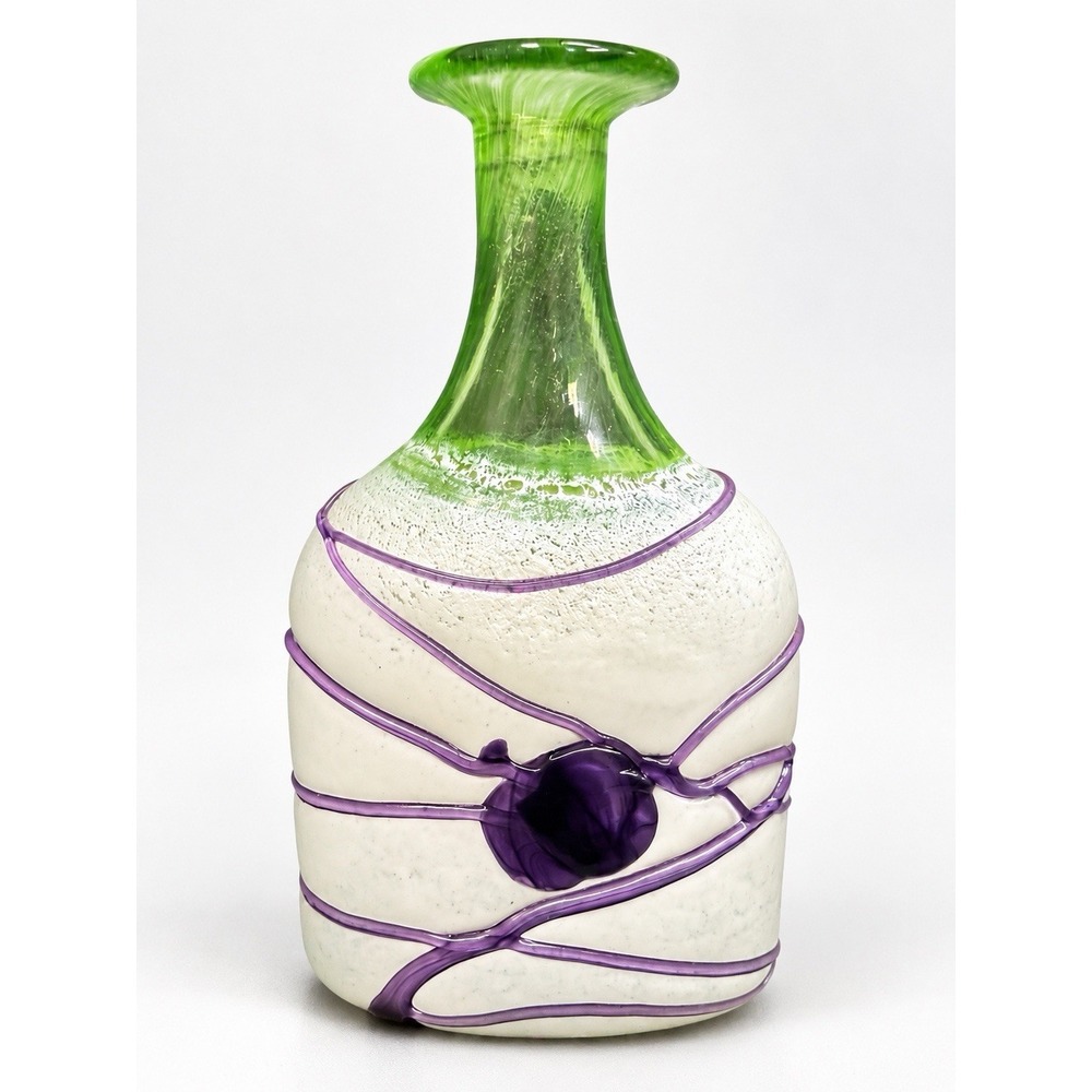 Kosta Boda Bertil Vallien Galaxy Mini Vase 3.5" Signed Green Purple Art Glass